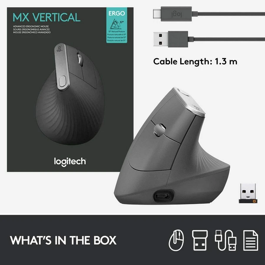 Беcпроводная мышь logitech mx vertical, чёрный 17