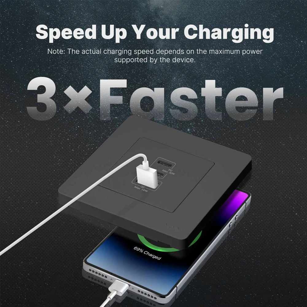Moes star ring socket 30w gan 3 ports (2*type c+1*usb-a), grey 2