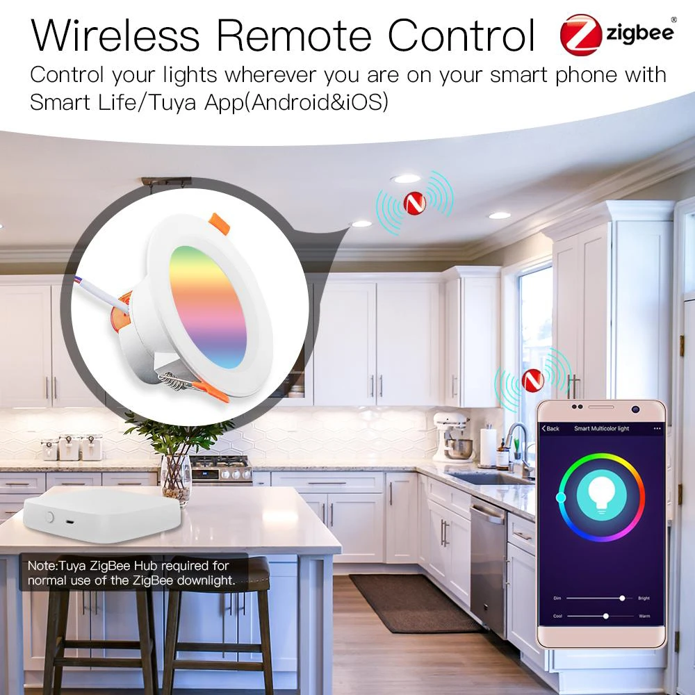 Moes zigbee led downlight spot 2700k-6500k rcb+c+w 7w 3