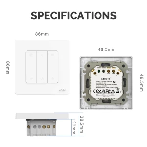 Moes zigbee + rf star ring curtain switch 3a (требуется нейтраль), белый Thumbnail 4