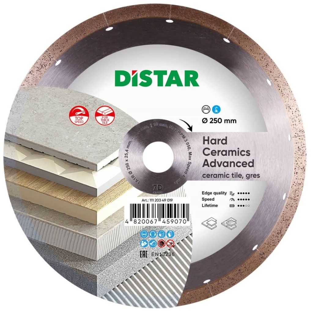 Алмазный диск 1a1r hard ceramics advanced d250 2