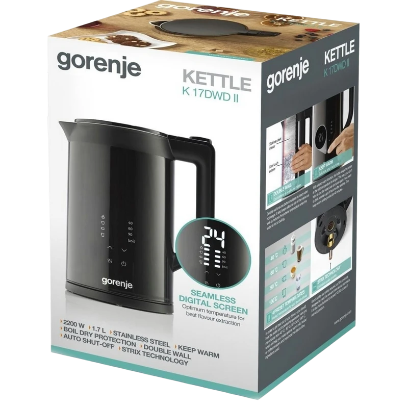 Электрочайник gorenje k17dwdii, чёрный 8