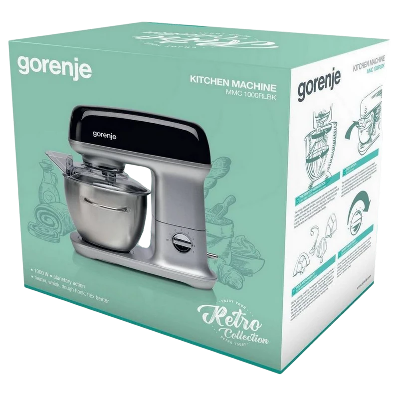 Кухонный комбайн gorenje retro collection mmc1000rlbk, чёрный 7