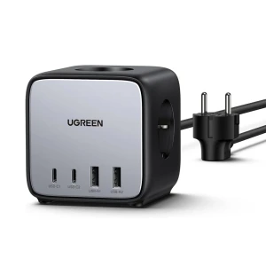 Ugreen power strip diginest cube 65w - 3 розетки, 2xusb-a, 2xusb-c, gan, 3680w cd268, 1.8м, черный Thumbnail 2