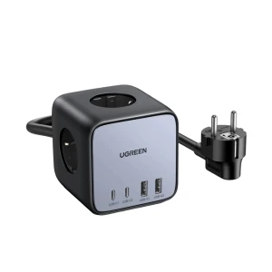 Ugreen power strip diginest cube 65w - 3 x soket, 2xusb-a, 2xusb-c, gan, 3680w cd268, 1.8m, black Thumbnail 1