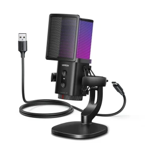Микрофон ugreen для игр, микрофон для пк 24bit/96khz, с быстрой функцией отключения звука, поп-фильтром, амортизатором, регулятором громкости, черный Thumbnail 3