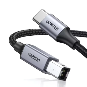 Ugreen usb-c to usb-b 2.0 printer cable, braided, alu case, 2m, black Thumbnail 1