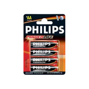 Батареи 4 штук philips powerlife 1.5 b aa