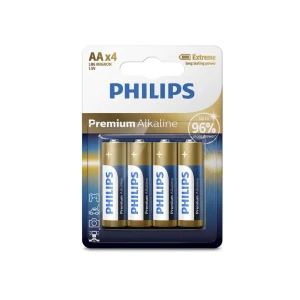 Батареи 4 штук philips premium alkaline 1.5 b aa