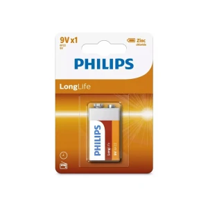 Батареи philips 6f22 longlife 9 в