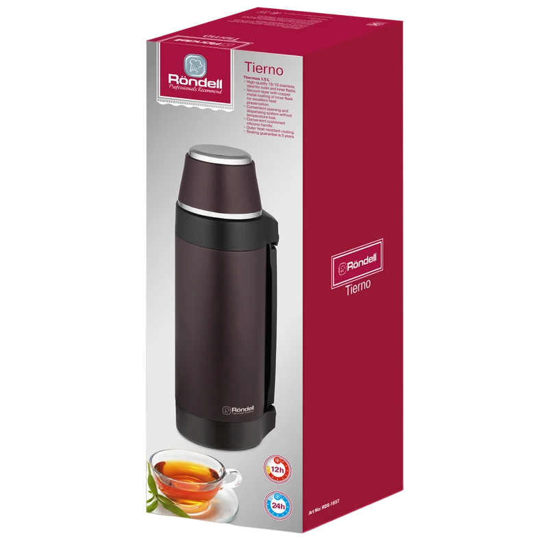 Термос rondell rds-1657, 1,5л, бордовый 2