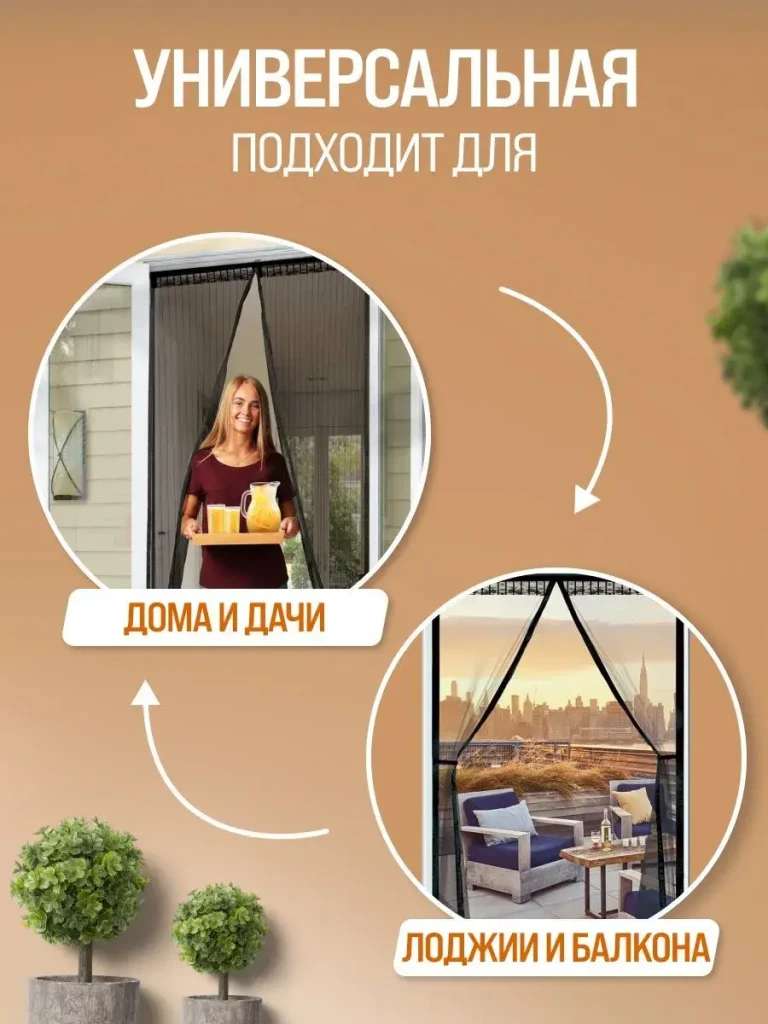 Москитные жалюзи 100*210 см, черные 3453-3 5
