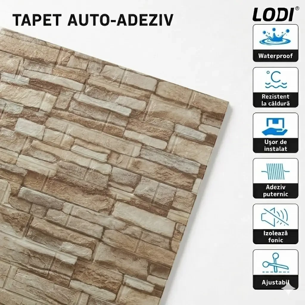 Placă tapet 3d tip caramidă – model cafeniu 2