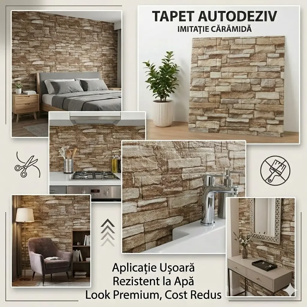 Placă tapet 3d tip caramidă – model cafeniu 3
