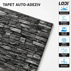 Placă tapet 3d tip caramidă – model gri-închis Thumbnail 3