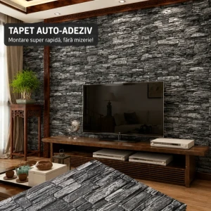 Placă tapet 3d tip caramidă – model gri-închis Thumbnail 4
