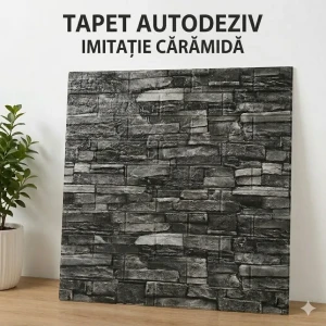 Placă tapet 3d tip caramidă – model gri-închis Thumbnail 1