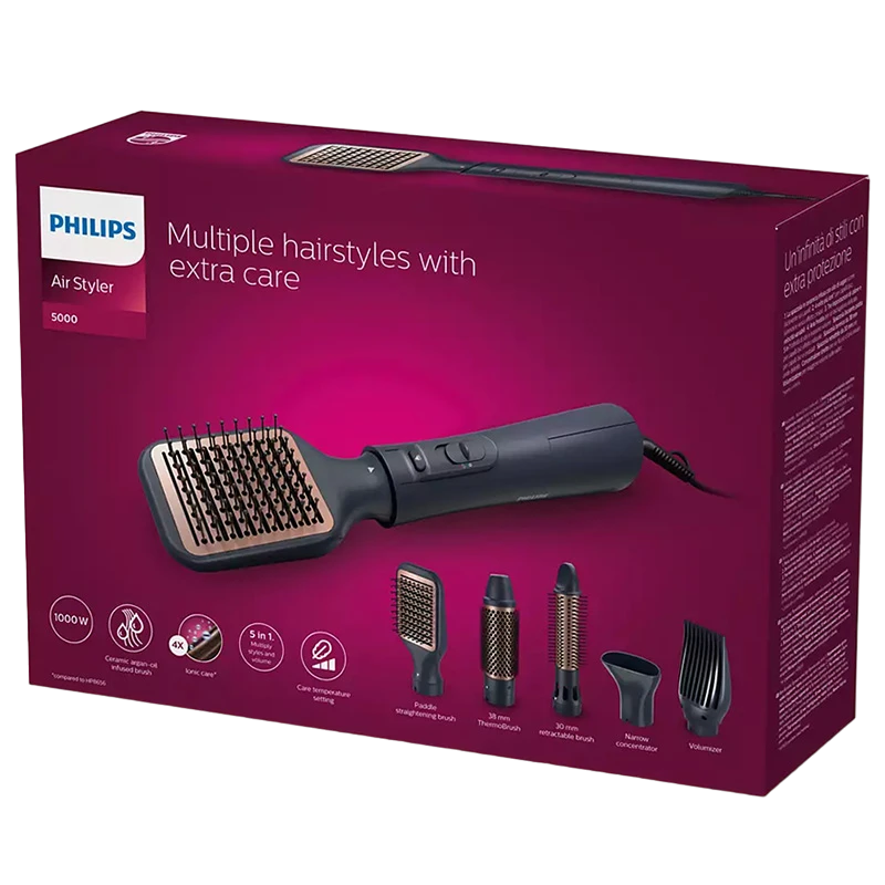 Uscător de păr-perie philips bha530/00, 1000w, negru 13