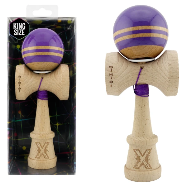 "kendama flippy x original rainbow", profesională, rulment metalic, ața 62/65 cm, ultra aderent, cupe mari, king size 7 х 6 х 18 cm, indigo-maro 2