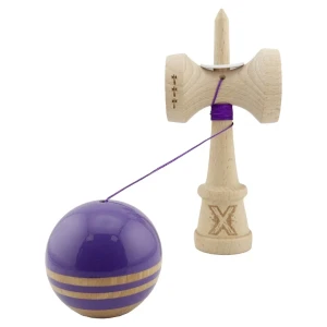 "kendama flippy x original rainbow", profesională, rulment metalic, ața 62/65 cm, ultra aderent, cupe mari, king size 7 х 6 х 18 cm, indigo-maro Thumbnail 6