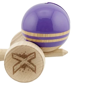 "kendama flippy x original rainbow", profesională, rulment metalic, ața 62/65 cm, ultra aderent, cupe mari, king size 7 х 6 х 18 cm, indigo-maro Thumbnail 8