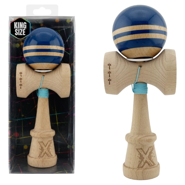 "kendama flippy x original rainbow", profesională, rulment metalic, ața 62/65 cm, ultra aderent, cupe mari, king size 7 х 6 х 18 cm, albastru-maro 2