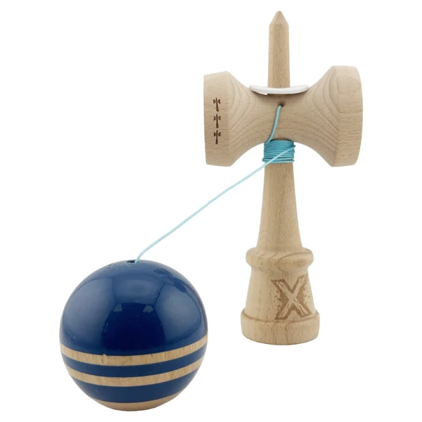 "kendama flippy x original rainbow", profesională, rulment metalic, ața 62/65 cm, ultra aderent, cupe mari, king size 7 х 6 х 18 cm, albastru-maro 5