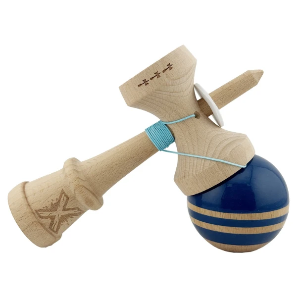 "kendama flippy x original rainbow", profesională, rulment metalic, ața 62/65 cm, ultra aderent, cupe mari, king size 7 х 6 х 18 cm, albastru-maro 6