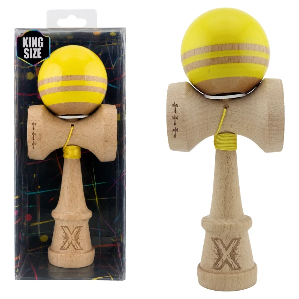 "kendama flippy x original rainbow", profesională, rulment metalic, ața 62/65 cm, ultra aderent, cupe mari, king size 7 х 6 х 18 cm, galben-maro 2
