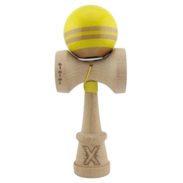 "kendama flippy x original rainbow", profesională, rulment metalic, ața 62/65 cm, ultra aderent, cupe mari, king size 7 х 6 х 18 cm, galben-maro 3