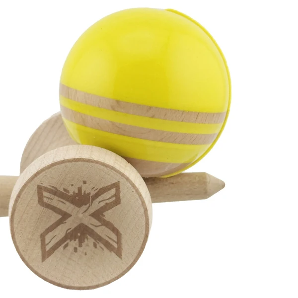 "kendama flippy x original rainbow", profesională, rulment metalic, ața 62/65 cm, ultra aderent, cupe mari, king size 7 х 6 х 18 cm, galben-maro 7