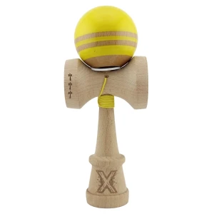 "kendama flippy x original rainbow", profesională, rulment metalic, ața 62/65 cm, ultra aderent, cupe mari, king size 7 х 6 х 18 cm, galben-maro Thumbnail 3