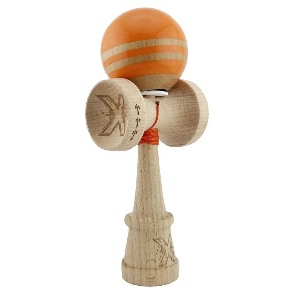 "kendama flippy x original rainbow", profesională, rulment metalic, ața 62/65 cm, ultra aderent, cupe mari, king size 7 х 6 х 18 cm, portocaliu-maro 11