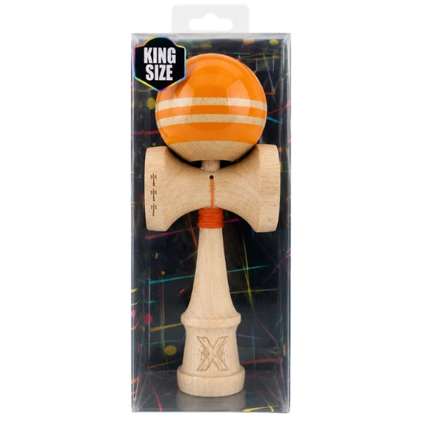 "kendama flippy x original rainbow", profesională, rulment metalic, ața 62/65 cm, ultra aderent, cupe mari, king size 7 х 6 х 18 cm, portocaliu-maro 4