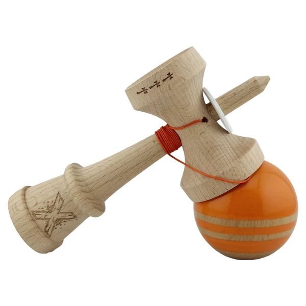 "kendama flippy x original rainbow", profesională, rulment metalic, ața 62/65 cm, ultra aderent, cupe mari, king size 7 х 6 х 18 cm, portocaliu-maro 5