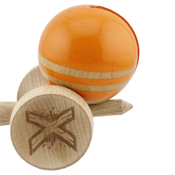 "kendama flippy x original rainbow", profesională, rulment metalic, ața 62/65 cm, ultra aderent, cupe mari, king size 7 х 6 х 18 cm, portocaliu-maro 8