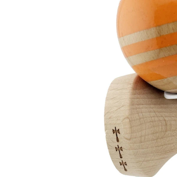 "kendama flippy x original rainbow", profesională, rulment metalic, ața 62/65 cm, ultra aderent, cupe mari, king size 7 х 6 х 18 cm, portocaliu-maro 10
