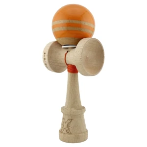"kendama flippy x original rainbow", profesională, rulment metalic, ața 62/65 cm, ultra aderent, cupe mari, king size 7 х 6 х 18 cm, portocaliu-maro Thumbnail 12