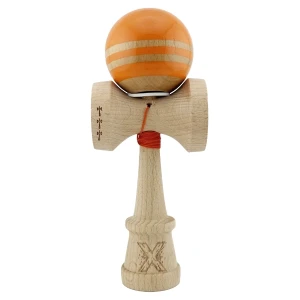 "kendama flippy x original rainbow", profesională, rulment metalic, ața 62/65 cm, ultra aderent, cupe mari, king size 7 х 6 х 18 cm, portocaliu-maro Thumbnail 3