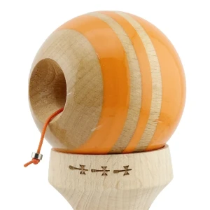 "kendama flippy x original rainbow", profesională, rulment metalic, ața 62/65 cm, ultra aderent, cupe mari, king size 7 х 6 х 18 cm, portocaliu-maro Thumbnail 7