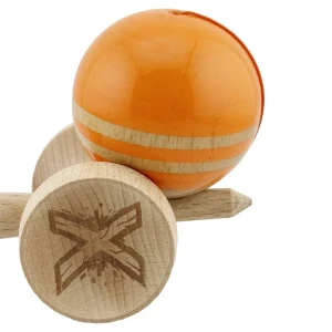 "kendama flippy x original rainbow", profesională, rulment metalic, ața 62/65 cm, ultra aderent, cupe mari, king size 7 х 6 х 18 cm, portocaliu-maro Thumbnail 8