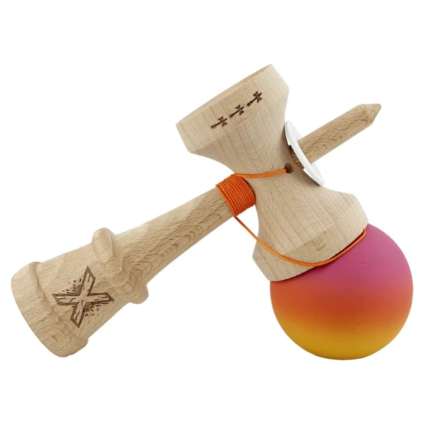 «kendama super sticky x original», rulment metalic, ața 62/65 cm, king size 7.5 x 6 x 18 cm, gradient roz-portocaliu-galben 5