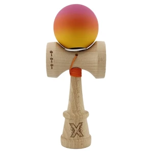 «kendama super sticky x original», rulment metalic, ața 62/65 cm, king size 7.5 x 6 x 18 cm, gradient roz-portocaliu-galben Thumbnail 3