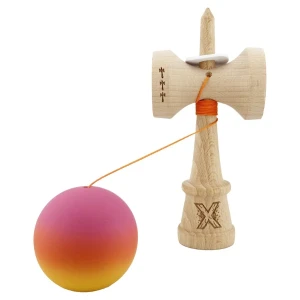 «kendama super sticky x original», rulment metalic, ața 62/65 cm, king size 7.5 x 6 x 18 cm, gradient roz-portocaliu-galben Thumbnail 6