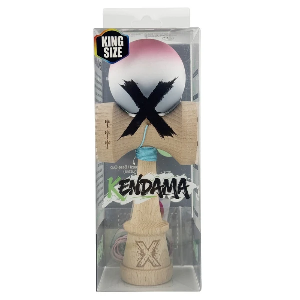 «kendama super sticky x original», rulment metalic, ața 62/65 cm, king size 7.5 x 6 x 18 cm, gradient roz-alb-gri 4