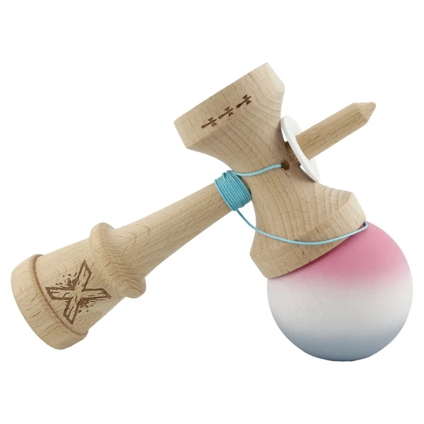 «kendama super sticky x original», rulment metalic, ața 62/65 cm, king size 7.5 x 6 x 18 cm, gradient roz-alb-gri 5