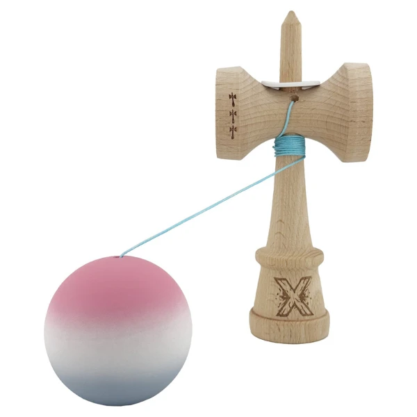 «kendama super sticky x original», rulment metalic, ața 62/65 cm, king size 7.5 x 6 x 18 cm, gradient roz-alb-gri 8