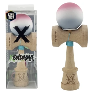 «kendama super sticky x original», rulment metalic, ața 62/65 cm, king size 7.5 x 6 x 18 cm, gradient roz-alb-gri Thumbnail 2