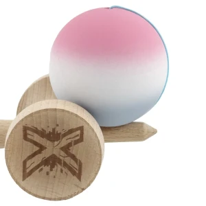 «kendama super sticky x original», rulment metalic, ața 62/65 cm, king size 7.5 x 6 x 18 cm, gradient roz-alb-gri Thumbnail 7