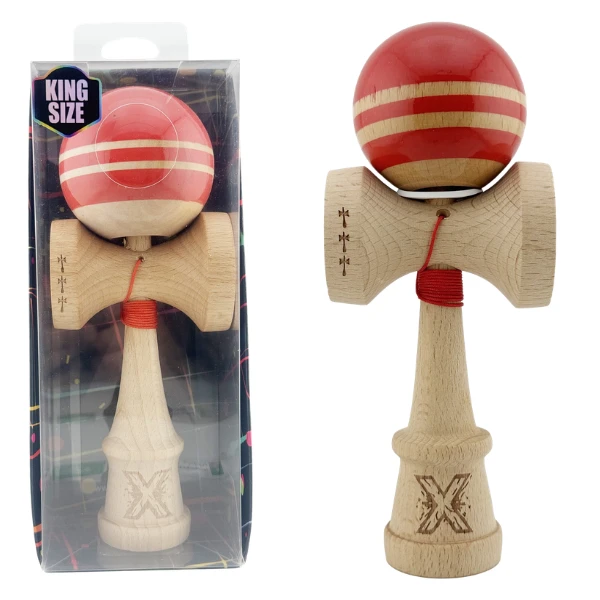 "kendama flippy x original rainbow", profesională, rulment metalic, ața 62/65 cm, ultra aderent, cupe mari, king size 7 х 6 х 18 cm, rosu-maro 2